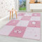 HomebyHome Kurzflor Kinderteppich für Jungen und Mädchen 140 x 200 cm Pink Prinzessin Design - Waschbarer Teppich Extra Weich und Antiallergen - Teppich für Kinderzimmer, Babyzimmer und Spielzimmer