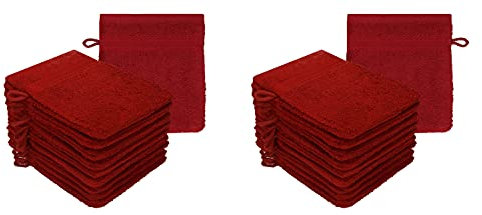 Betz Lot de 20 Gants de Toilette Premium Taille 16x21 cm 100% Coton Couleur Rouge Rubis
