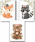 3er Set Wandbilder Kinderzimmer Poster | Din A3 & Din A4 | Babyzimmer Deko Mädchen Jungen Bilder Dekoration Aquarell Waldtiere skandinavisch (P1007)