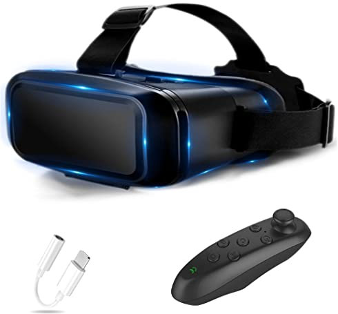 Lunette 3D VR, Casque de Réalité Virtuelle, Casque VR, Contrôleur Bluetooth Smartphone pour iPhone 13 Pro Max/13 Pro/13/12/11, pour Samsung Galaxy S21, Huawei, Xiaomi séries ( Color : A , Size : Ios )