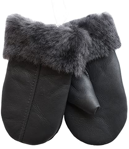 SamWo, Kinderhandschuhe aus echtem Lammfell, kuschelig warmes Naturprodukt, für Kinder von 2-4 Jahren, Farbe: grau