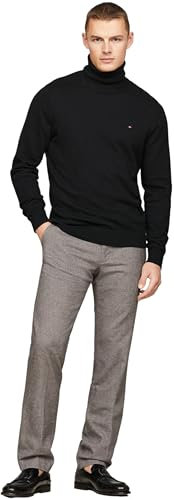Tommy Hilfiger Herren Pullover Pima Cashmere Roll Neck mit Rollkragen, Schwarz (Black), L