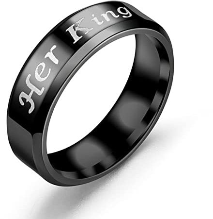 Stfery Edelstahlring Herren Breit 6MM Her King King Queen Damen Ringe Herren Schwarz Ehering Verlobungsring zum Valentinstag, 60 (19.1)