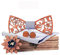 HZQIFEI Schleife, Holz, 4-teilig, Schleife, Schmetterling, aus Holz, Manschettenknöpfe + Brosche + Taschentuch, modisches Accessoire, Stil: 13, One size