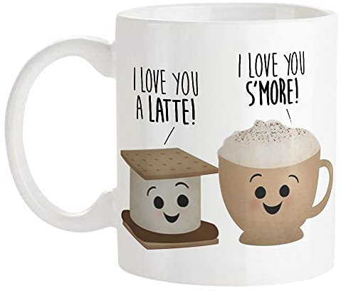 Fonhark - I Love You A Latte I Love You S'more, 11 Oz Novelty Coffee Mug/Cup, White