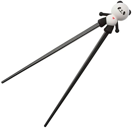 1pair Chic Panda Chopsticks Cute Plastic Chopsticks with Silicone Guide Training Connector Aids for Baby Kids