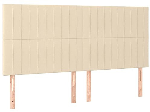 vidaXL Kopfteil 4 STK., Bettkopfteil mit Holzbeinen, Höhenverstellbar Polsterkopfteil für Bett, Betthaupt Bettzubehör Schlafzimmer, Creme 100x5x78/88cm Stoff
