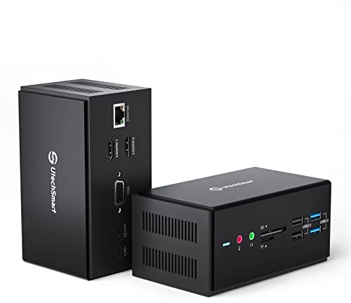 UtechSmart Docking Station,14 in 1 Laptop USB C Docking Station Quadruple Display Kompatibel für MacBook und Windows,Thunderbolt Dock mit USB-A & USB-C Kabel (2HDMI,VGA,PD3.0,RJ45,4 USB-A,SD/TF,Audio)