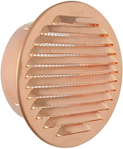 La zappa Griglia d'aerazione tonda in Rame da incasso con rete (16 cm)