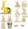 Ostern Basteln Holz, 10 Stücke DIY Osterhase Deko, Hasen aus Holz zum Bemalen, Ostern Basteln Kinder, Ostereier zum Bemalen, Osterhase Holzhuhn Holzeier für Ostern Geschenke Kinder