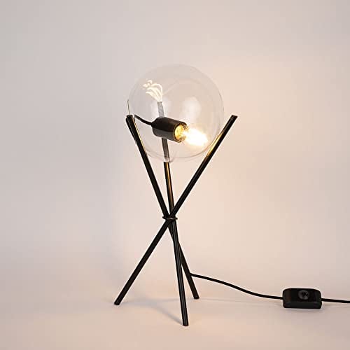 s.luce Sphere Glas-Tischlampe 20cm Tripod Tischleuchte, Farbe Schwarz/Klar
