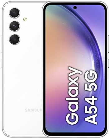Samsung Galaxy A54 5G, teléfono inteligente Android, pantalla AMOLED dinámica de 6.4 pulgadas, batería de 5000 mAh, 128 GB/8 GB de RAM, teléfono móvil en blanco impresionante