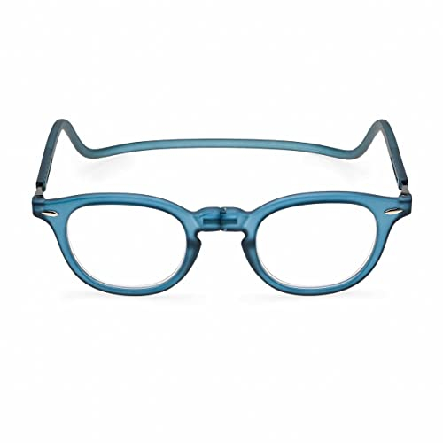 Contacta, Lock Lesebrille für Herren und Damen, Brille mit Magnet, starrem Kragen und verstellbaren Stangen, Farbe Blau, Dioptrien +2,00, Packung mit Brillenhalter, 33 g
