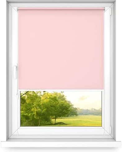 time4blinds Mini Rollo Basic - Rollo - Nicht-Invasiv - Fensterrollo innen ohne Bohren - Nicht-Invasive Griffe - Polyester - Dimmen Rollo - 120 x 120 cm Rosa - Rechte Steuerungsseite