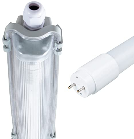 Proventa LED Feuchtraumleuchte 150cm – Wannenleuchte mit 9W, 1 * Röhre, G13 Cool White Energy – Deckenleuchte für Keller, Garage, Werkstatt, Feuchtraum, Außenbereich [Energieklasse E]