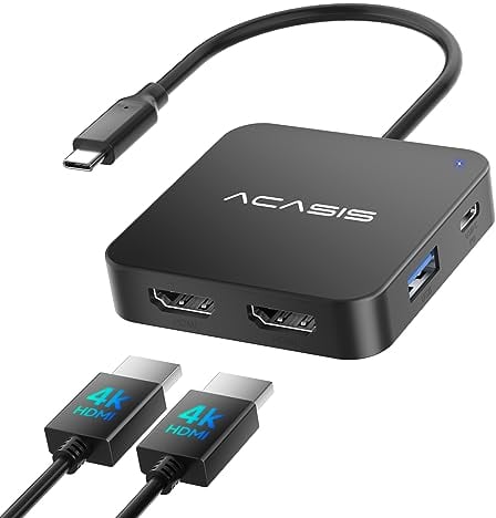 ACASIS USB C HUB 6-IN-1 USB C Docking Station Dual HDMI, 3*USB 3.0 Ports, PD 100W, kompatibel mit MacBook Air/Pro,Surface,ThinkPad