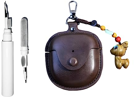 [3-in-1] Lederhülle für Bose QuietComfort Earbuds II 2022 / QuietComfort Ultra (2023) mit Reinigungsset, stoßfeste Leder-Schutzhülle mit Schlüsselanhänger für Herren