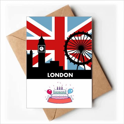 Britain Union Jack London Eye Big Ben Flag UK Happy Birthday Greeting Cards Envelopes Blank