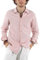 Camicia Uomo Lino Colletto Tinta Unita Maniche Lunghe Made in Italy (L, Rosa)