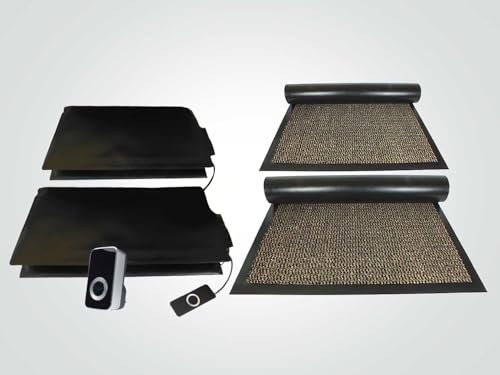 Floor Sensor Pressure MAT Alarm System Mat On Guard IP200DCM Double EXIT & Cover MATS for The Elderly and Dementia Care with Plug-in Receivers. Wireless with Cover Mats. (Gold)