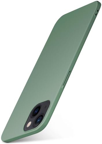 moex Alpha Case für Apple iPhone 13 Hülle Ultra Dünn, Schutzhülle mit erhöhtem Kameraschutz, Slim Cover Hardcase Backcover, Dünnste Handyhülle Minimalistisch, Matt Oliv
