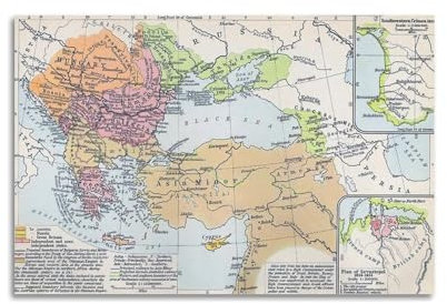 GELS Ottoman Empire Divided History Vintage Map Poster Dekorative Malerei Leinwand Kunst Bild 30 x 45 cm