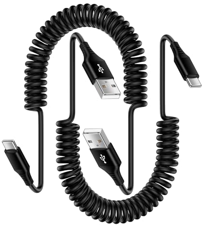 USB C Kabel Spiralkabel Kurz,2 Stück 0.9M USB C Handy Schnellladekabel,Typ C Android Auto Ladekabel Datenkabel für Samsung Galaxy S24 S23 S22 S21 S20 A15 A55 A35 A14 A32 A34 A53 A54,Huawei P70,Xiaomi