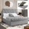 Ottoman Storage Bed with Gas Lift End Opening Wooden Slats, Ottoman Small Double Bed Frame, Upholstered Gas Lift Up Bed Frame with Storage, (4ft Grey Small Double, No Mattress Included)