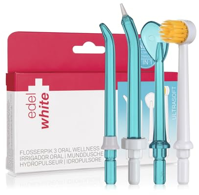 edel+white Ersatzdüsen für Munddusche Flosserpik Lighthouse 4er Pack I Water Flosser Düsen schaffen gezielte, effektive Zahnpflege und Zahnreinigung