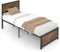 COSTWAY Bettgestell 90 x 200 cm, Industrielles Bettrahmen mit Kopfteil & Lattenrost, Gästebett, Metallbett, Jugendbett, Einzelbett aus Metall, 36 cm Höhe unter dem Bett