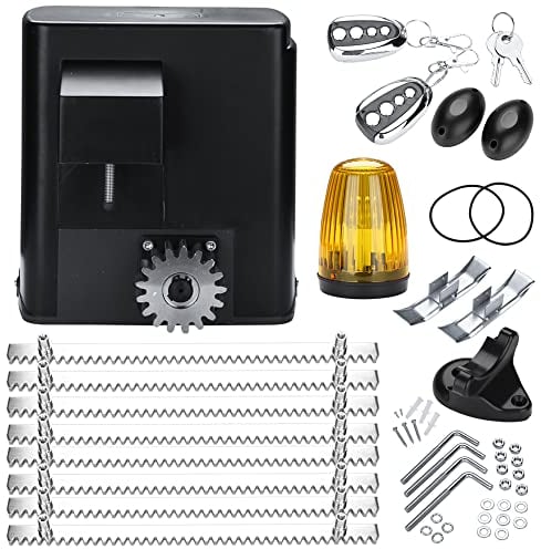 Joparri Elektrischer Schiebetorantrieb Set, Toröffner 280W garagentorantrieb Schiebetor Torantrieb Set Tor Antrieb mit 2 Fernbedienungen 8 Stahlzahnstange Maximales Gewicht des Tores bis 600kg