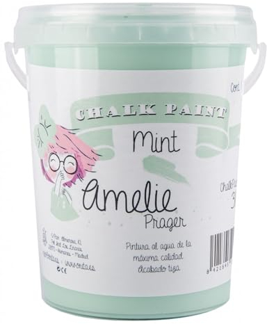IberNorma Amelie Prager 1 Litro Pintura a la Tiza para muebles, Chalk paint para decoración y manualidades en madera 1L (31 Mint)