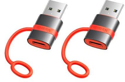 mcdodo USB auf USB C Adapter 2Stück Buchse auf Stecker Adapter OTG Typ C auf A mit Anti Verlust Seil für iPhone16/15/14/13/12, MacBook, Samsung Galaxxy S23/S22