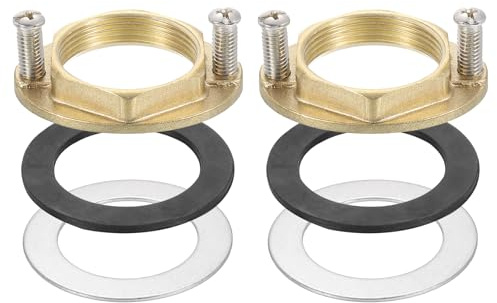 QUARKZMAN 2Stk Sechskantmutter mit Innengewinde M32x1.5 (30.8mm) | Messing Einloch-Wasserhahnmuttern mit Dichtung, Wasserhahn-Befestigungswerkzeug-Set für Küche Badezimmer
