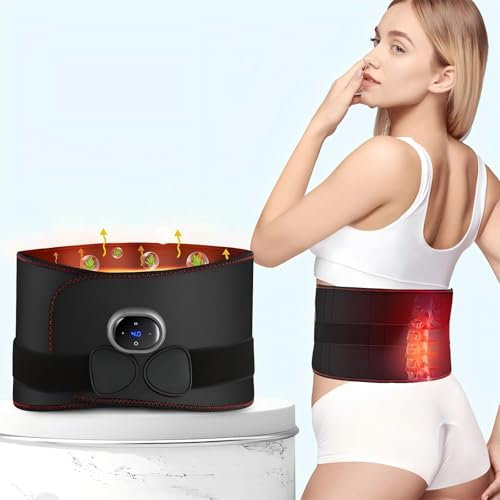 Wärmegürtel Rücken mit Akku und Massagefunktion, 3 Massagemodi & 5 Wärmestufen, kabellos, 110 cm verstellbar, 2-in-1-Akku mit Fernbedienung, für Bauch und Rücken