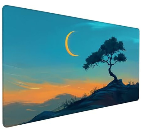 Gaming Tapis de Souris XXL 800 x 400 x 3 mm Grand Tapis de Souris Bleu Mouse Pad Paysage Tapis Souris Surface Lisse et Base en Caoutchouc Anti-dérapant, Decoration Chambre, Cadeau Homme Z-271