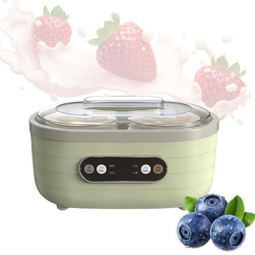 Yaourtière, Petite Yaourtière Multifonctionnelle, Petite Machine Automatique à Vin De Riz Faite Maison avec 2 Grandes Et 6 Petites Tasses, écran Tactile LCD Intelligent, pour Desserts Frais Et Sains