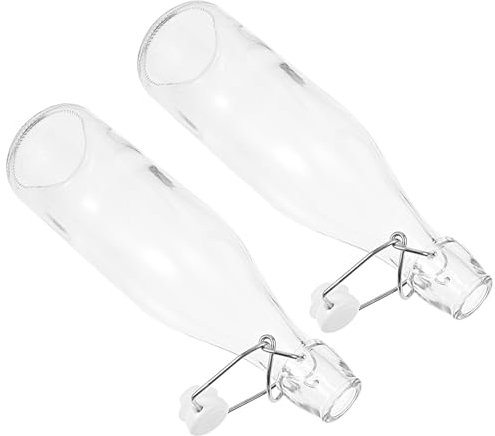 Cabilock 2pcs Glass Snap Bottle Pitchers for Drinks Flip Bottles Juice Containers Clear Water Bottles Vinegar Bottle Brewing Juice Bottles Clear Milk Bottle Sealed Juice Bottle Transparent