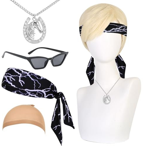 ARONRAVE Perücke Herren Blonde Perücke Kurze Perücke Männer 70er Jahre Herren Perücken 80er Jahre Outfit Perücke Kostüm Herren Karneval Cosplay Kostüm Herren