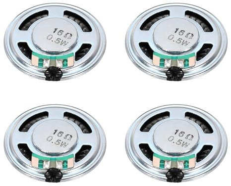 sourcing map 4 Pcs 0.5W 16 Ohm Small Speakers Metal Shell Round Internal Micro Magnet Speaker for Mini Speakers DVD EVD Multimedia Mobile Portable Advertising Machine