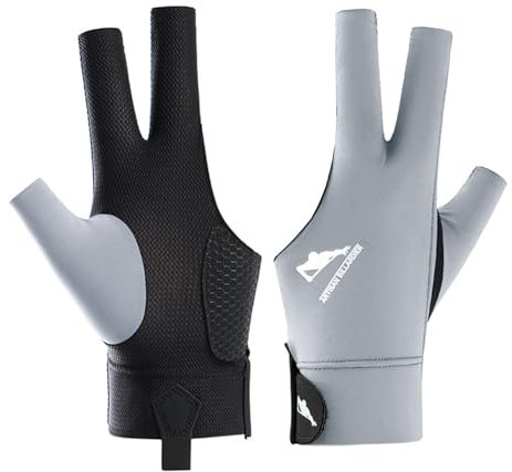 Snooker Handschuhe, Billiards Billard Handschuh, Billiard Pool Cue Glove, rutschfeste Poolhandschuhe, Verstellbare Poolhandschuhe, Geeignet für Pool-Spiele, Snooker(Linke Hand) (Grau, Linke Hand)