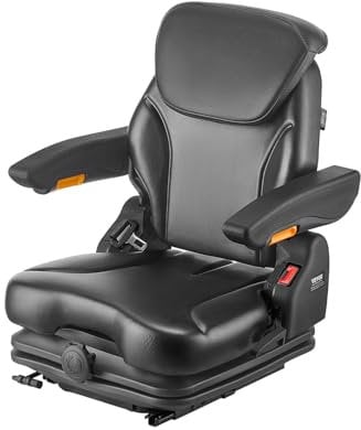 VEVOR Siège de Chariot Élévateur Universel, 54x60x67 cm, Siège de Tracteur de Suspension avec Dossier Réglable, Accoudoir, Appui-tête, Ceinture de Sécurité, Micro-interrupteur, pour Chargeur, Tondeuse