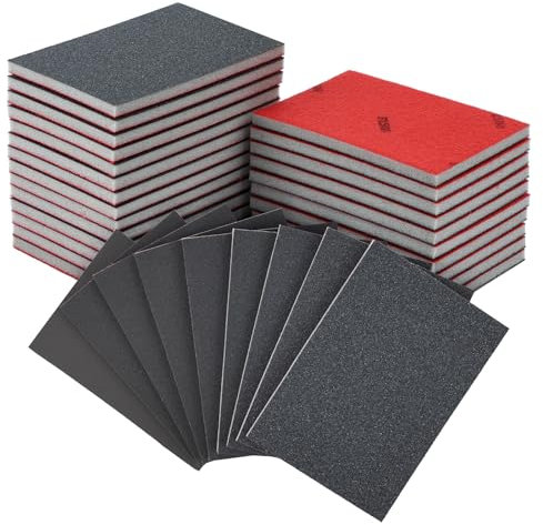 Flintronic 24 Stück Schleifschwämme, Nass-Trocken-Schleifpapier, Körnung Handschleifblöcke,Schleifpads, für Holz, Trockenbau, Metall, Farbe