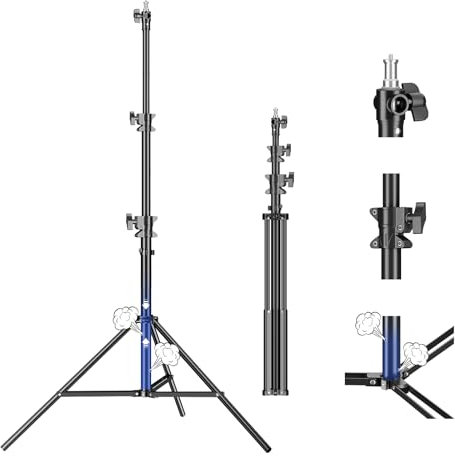 Soonpho 290cm AIR Pro Trépied à Lampe Trépied d'éclairage Amorti par air Métal Aluminium 2.9m Hauteur Max Charge 15kg,Stable & Confortable Trépied d'éclairage pour la Photographie de Film Studio