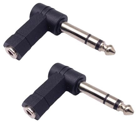 Adattatore jack 6.3 3.5,Adattatore jack Cuffie 90 gradi,2 PCS Adapter,Connettore Stereo 6.3 a 3.5,Compatibile con Cuffie,Altoparlante,Mixer Audio