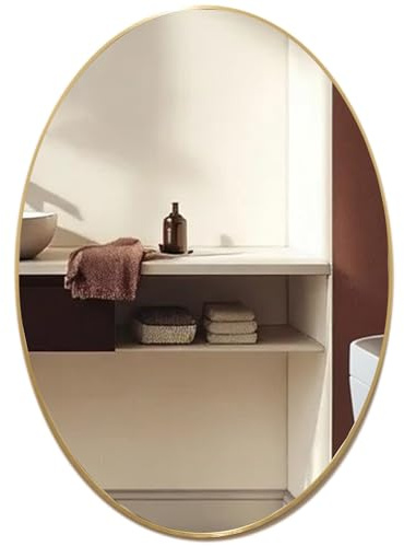 Neue Design Mood® Premium Oval Bathroom Mirror Gold Wall Mounted, Framed Modern & Stylish (70cm x 50cm)