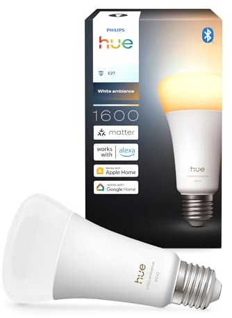 Philips Hue Smart LED A67 Lampe, White Ambiance, E27 Fassung, 11,8W, Vollspektrumlicht 1000-20000K, 1600 Lumen, dimmbar, kompatibel mit Alexa, Google Assistant und Apple Home, 1er Pack