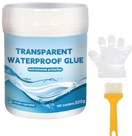 Ahuuen Colle Étanche pour Douche | 300g Colle Réparation Transparente | Produit Réparateur Robuste avec Gants et Pinceau pour Murs Salle de Bain Toiture