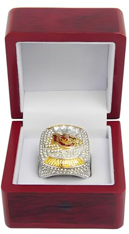 Huadafun 2023 KC Meisterschaftsring Replik 58. Super Bowl Champion Ring mit Holzbox, Fußball Geschenk für Männer & Frauen, Rugby und Sport Sammler Souvenir,12#