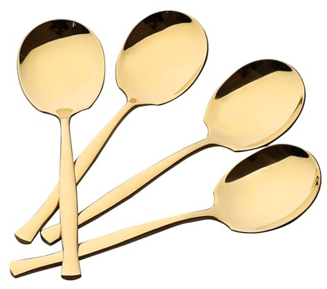 Oymlclivisa 6 Pieces Large Buffet Serving Spoon Stainless Steel, Gold | Serving Tablespoons Set